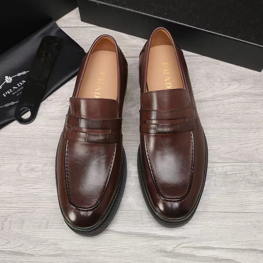 Men's shoes 💰540 💰💰🎩🎩【Prada】Counter 1:1⬆️original reproduction, absolute quality🆗original outsole, high-quality imported rubber, wear-resistant and non-slip, never degummed, upper material: imported first-layer cowhide➕anti-slip foam outsole, official website material, inner material: water-dyed leather lining, 6 colors available! Code number 38-45